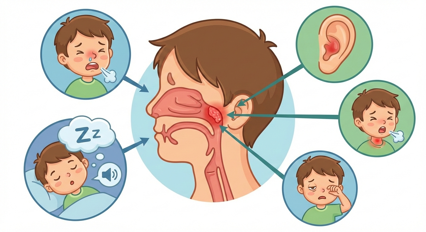 أعراض التهاب اللحمية عند الأطفال