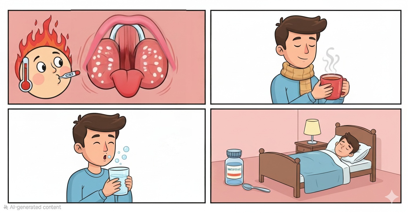 علاج التهاب اللوزتين في المنزل