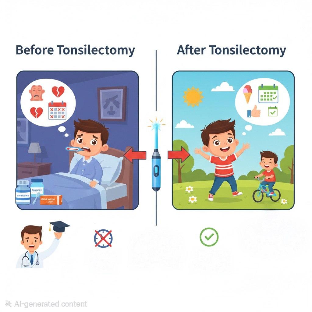 رحلة البحث عن أفضل دكتور لعملية اللوز واللحمية للأطفال