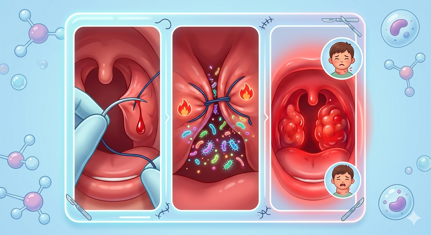 هل يوجد خياطة في عملية اللوز؟ الحقيقة الكاملة وراء “عقدة” الخوف من الجراحة