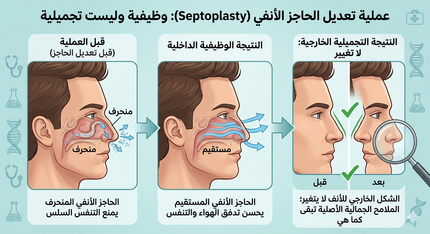 هل يتغير شكل الأنف الخارجي بعد عملية تعديل الحاجز الأنفي؟ الحقيقة الكاملة