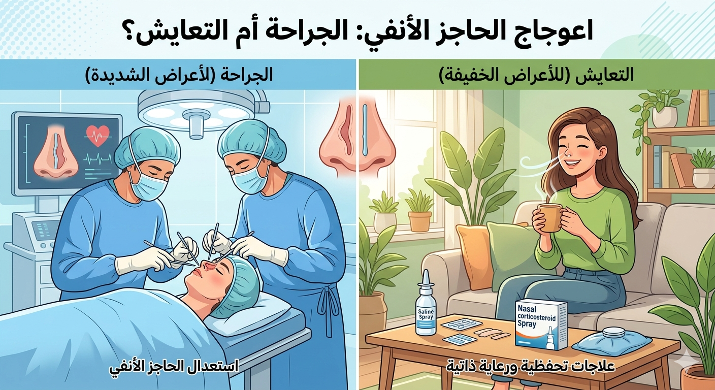 اعوجاج الحاجز الأنفي: هل الجراحة ضرورية للجميع أم يمكن التعايش معه؟