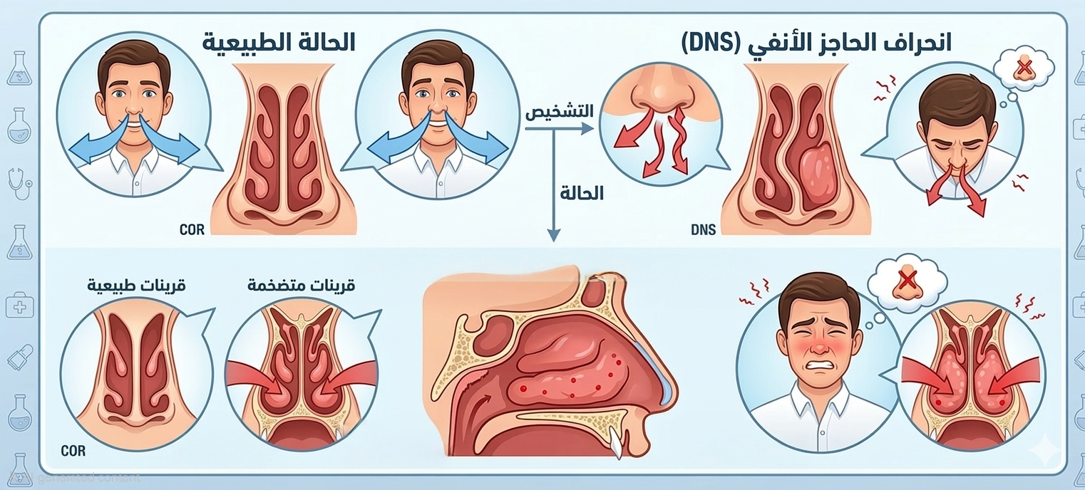 إعوجاج الحاجز الأنفي وتضخم الغضاريف: هل هما وجهان لعملة واحدة؟ (الفرق والعلاقة)