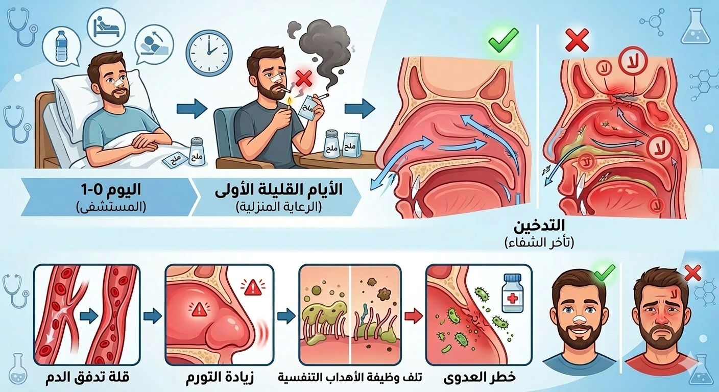 التدخين والشيشة بعد عمليات الأنف (عملية الحاجز الأنفي وغضاريف الأنف): هل يستحق الأمر المخاطرة؟