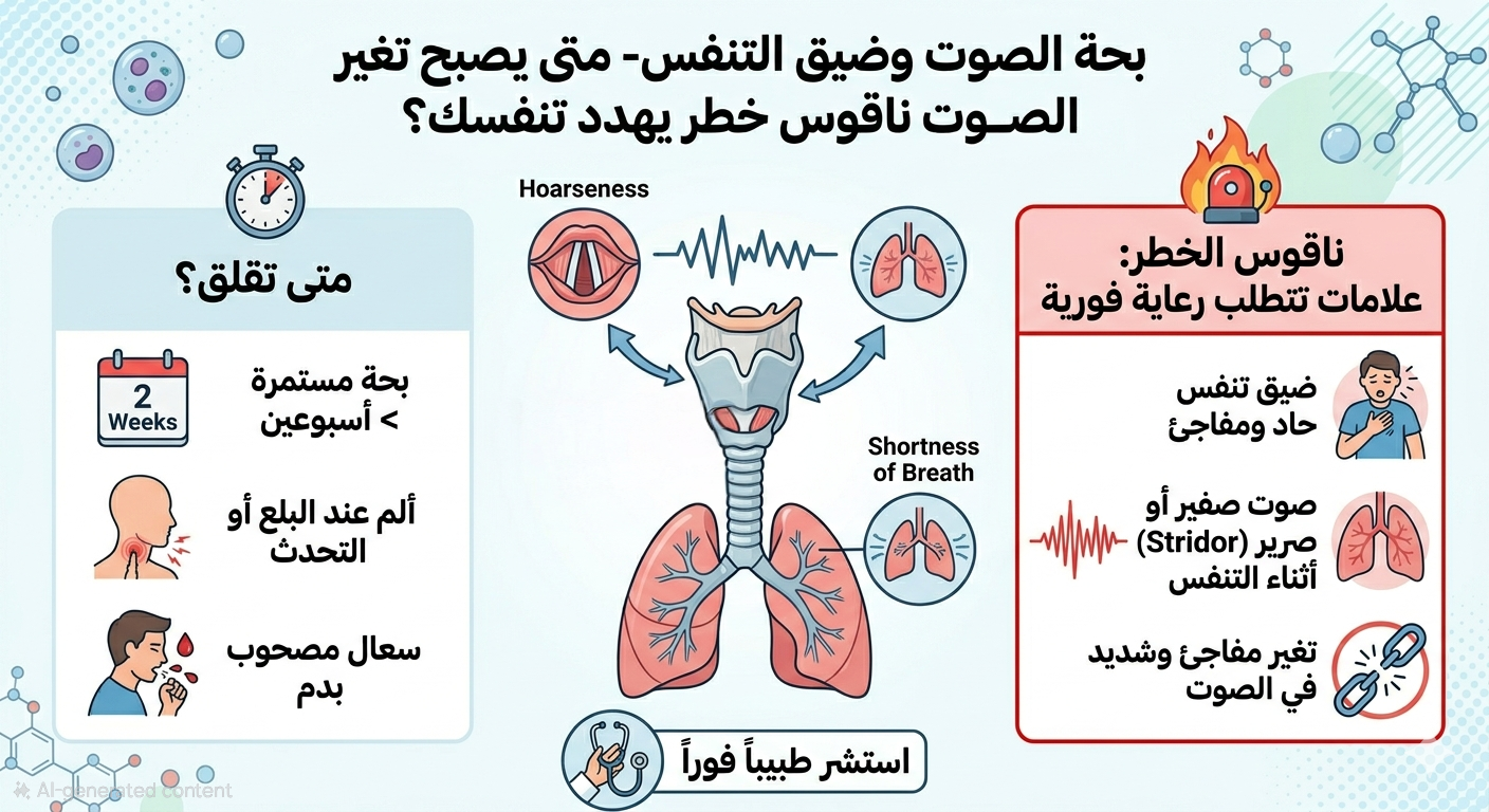 بحة الصوت وضيق التنفس: متى يصبح تغير الصوت ناقوس خطر يهدد تنفسك؟