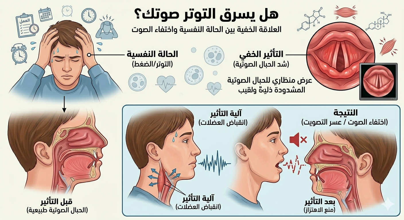 هل يسرق التوتر صوتك؟ العلاقة الخفية بين الحالة النفسية واختفاء الصوت