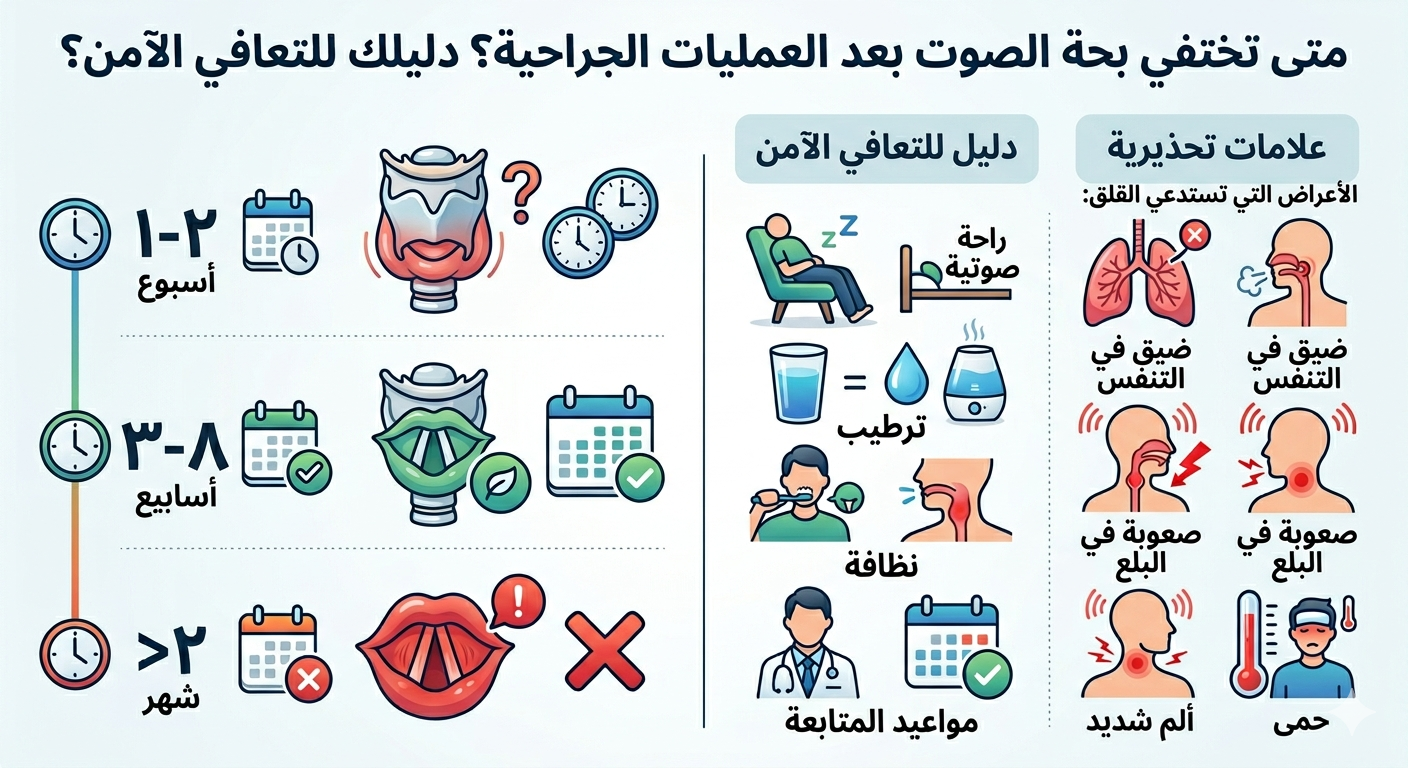 متى تختفي بحة الصوت بعد العمليات الجراحية؟